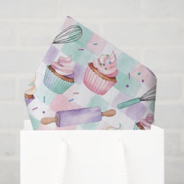 Papel De Seda Cupcake de lavanda y azul turquesa: Repostería cap
