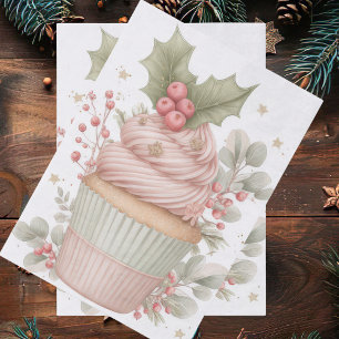 Papel De Seda Cupcake de Navidad con Estilo Festivo y Vintage