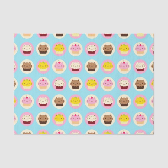 Papel De Seda Cupcakes de gato curado (Anverso)