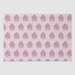 Papel De Seda Cupcakes de Rosa y Plata con Lunares