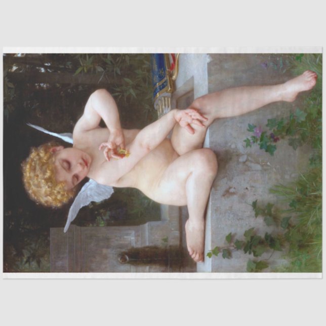 Papel De Seda Cupido con mariposa, Bouguereau (Anverso)