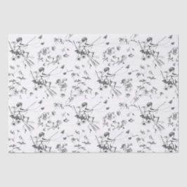 Papel De Seda Cupido Vintage Ángel Negro Floral Blanco