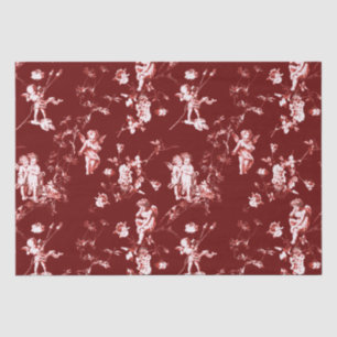 Papel De Seda Cupido Vintage Angels Floral Oscuro Rojo