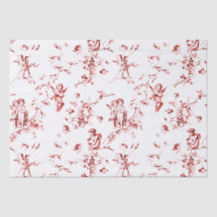 Papel De Seda Cupido Vintage Cupido Angels Floral Tóle Rojo