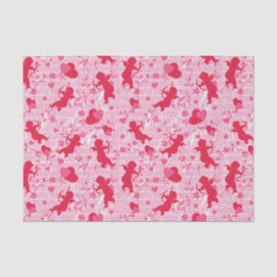 Papel De Seda Cupidos y corazones rosados