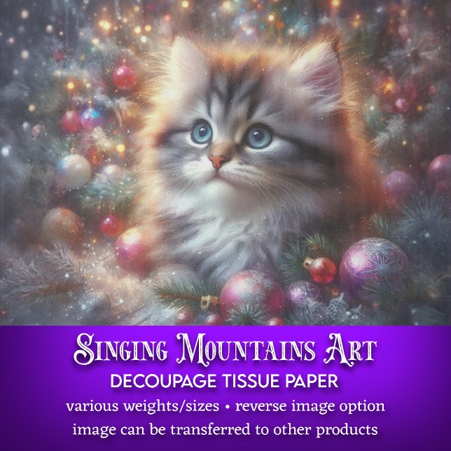 Papel De Seda Curioso árbol de Navidad Kitty Decoupage (Subido por el creador)