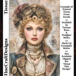 Papel De Seda Curly Hair Steampunk Woman Collage DM1L Decoupage