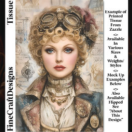 Papel De Seda Curly Hair Steampunk Woman Collage DM1R Decoupage