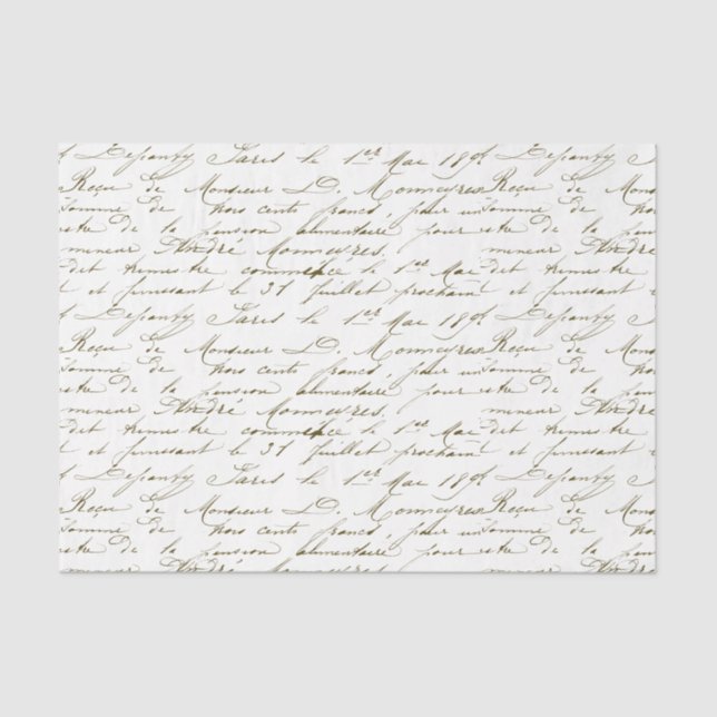 Papel De Seda Cursiva de escritura a mano con escritura francesa (Anverso)