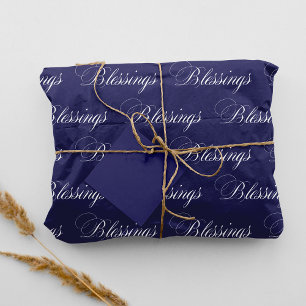 Papel De Seda Cursive Font Blessings Royal Blue