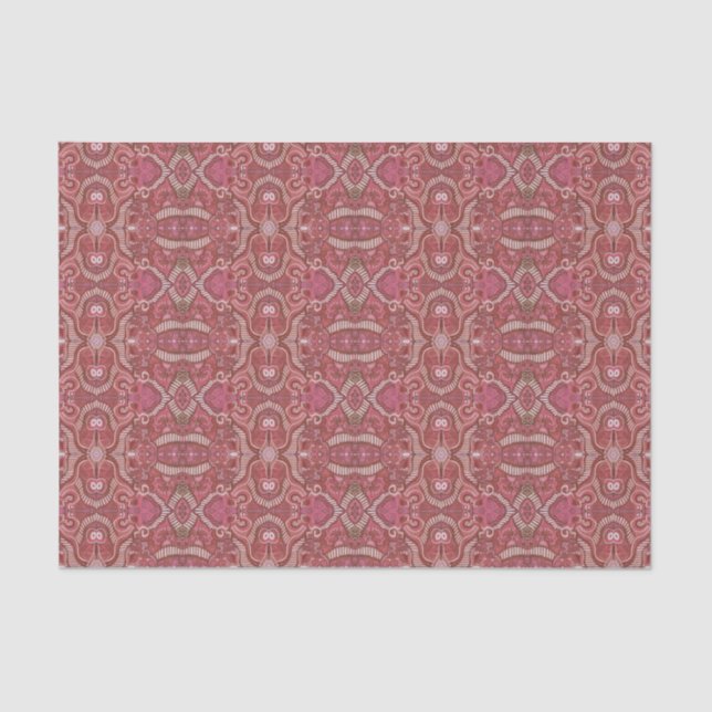 Papel De Seda Curvas rayadas de cobre patrón árabe bohemio (Anverso)