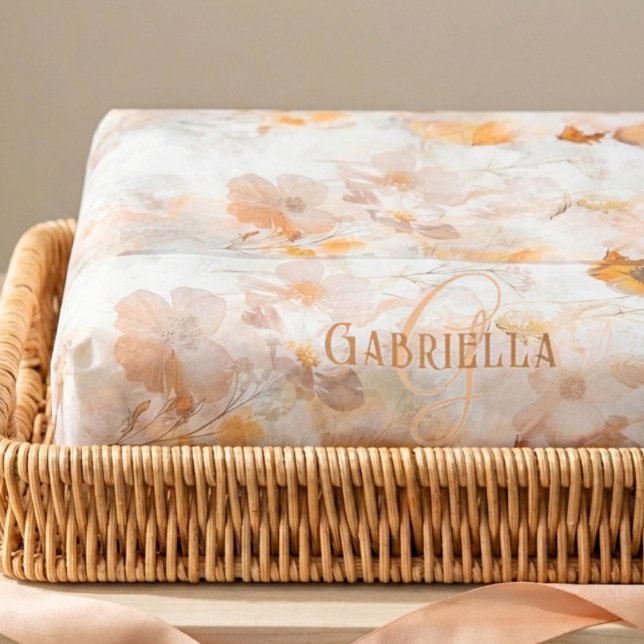 Papel De Seda Custom Monogram Elegant Watercolor Floral (Subido por el creador)