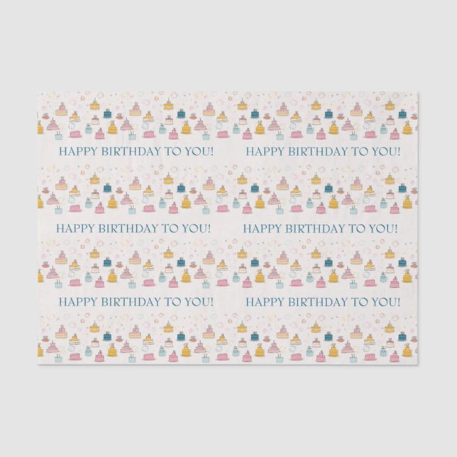 Papel De Seda Customizable Birthday Cakes & Fireworks  (Anverso)
