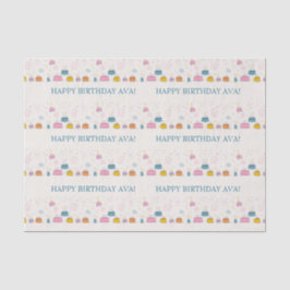 Papel De Seda Customizable Confetti & Cake Birthday 