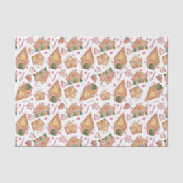 Papel De Seda Cuta acuarela Gingerbread Casa Navidades Blancos