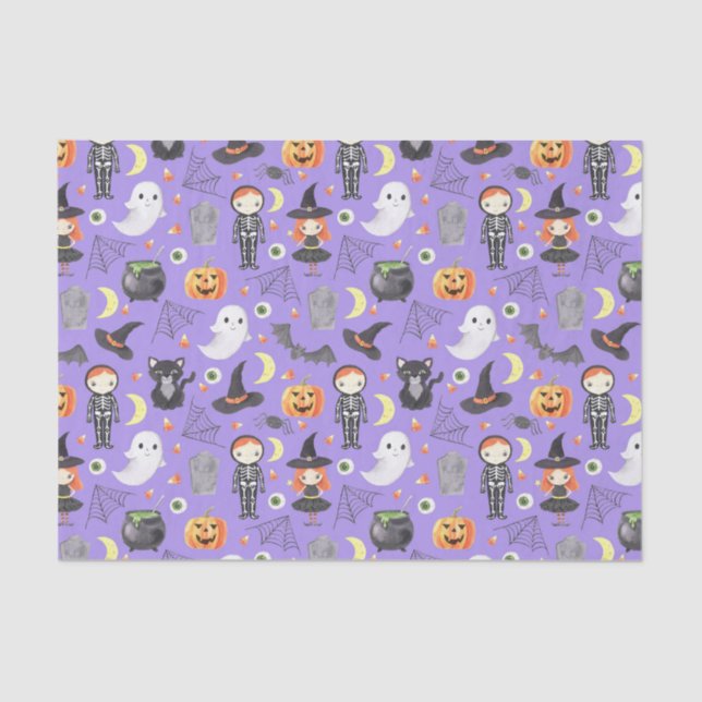 Papel De Seda Cuta acuarela Halloween Disstume niños (Anverso)