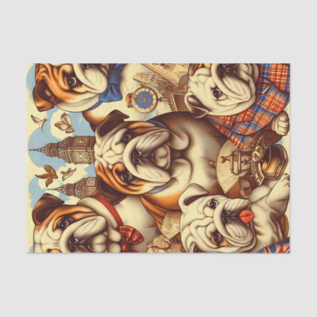 Papel De Seda Cuta pintura de Bulldog en inglés (Anverso)