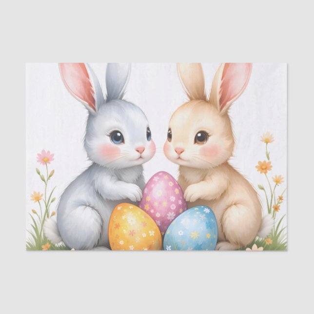 Papel De Seda Cute acuarela Abundantes de Pascua Felices Pascuas (Anverso)