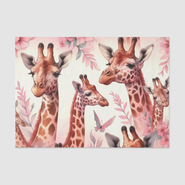 Papel De Seda Cute acuarela Giraffe (Anverso)