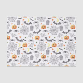 Papel De Seda Cute acuarela Halloween Jack-o-Lanterns & Spider