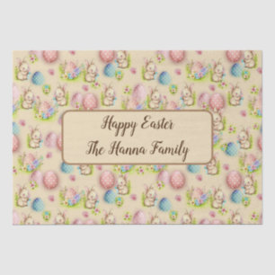 Papel De Seda Cute acuarela Huevos de Pascua, conejo y floral