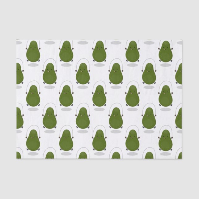 Papel De Seda Cute aguacate salto cuerda personalizado ilustraci (Anverso)