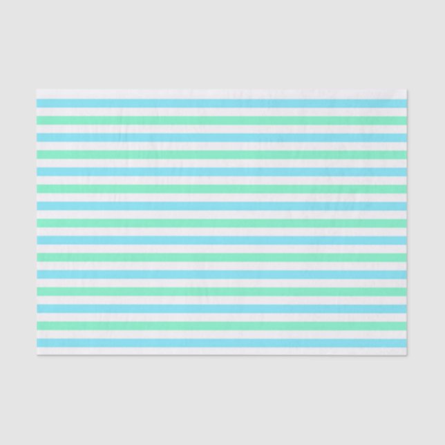 Papel De Seda Cute Aqua y Mint Green Stripes (Anverso)
