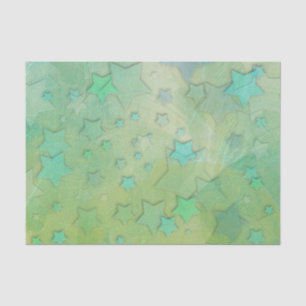 Papel De Seda Cute Aquamarine y Green Stars