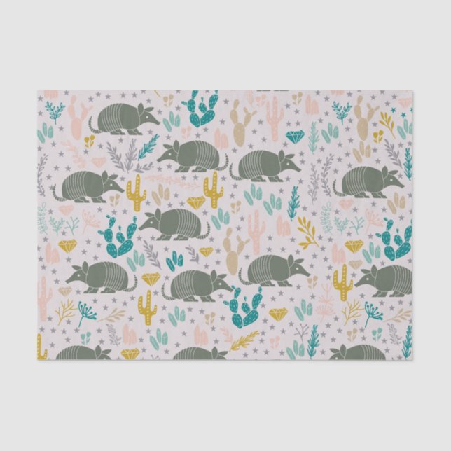 Papel De Seda Cute Armadillo Tissue Paper (Anverso)
