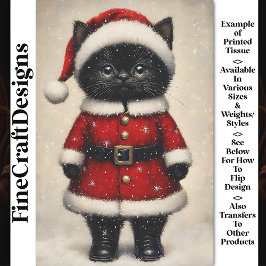 Papel De Seda Cute Black Kitten Santa Claus Set BW1 Descarga