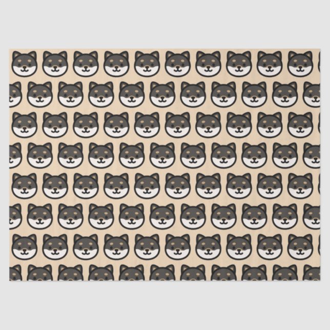 Papel De Seda Cute black Shiba Inu Dog Face (Anverso)