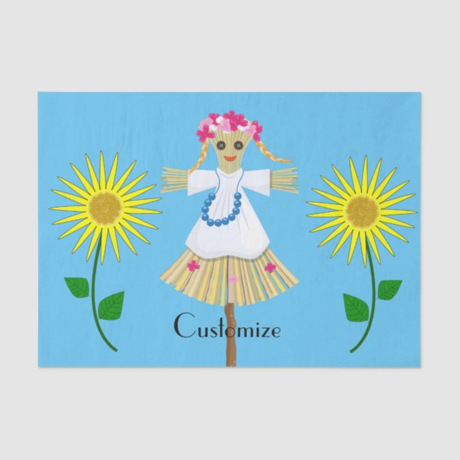 Papel De Seda Cute Blonde Pigtails Scarecrow (Anverso)