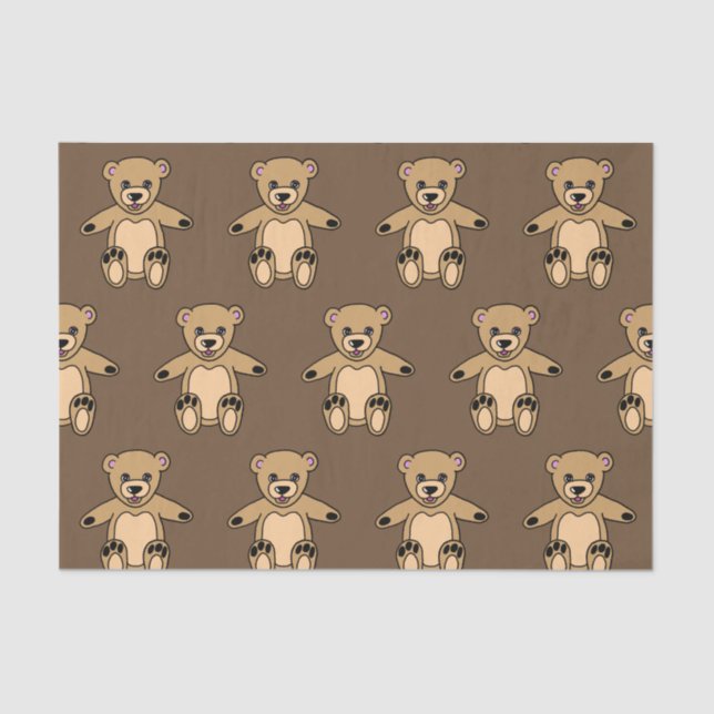 Papel De Seda Cute Brown Teddy Bears (Anverso)
