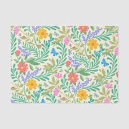 Papel De Seda Cute Bugs Funny Primavera Floral Pastel Amarillo