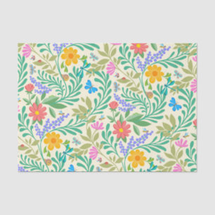 Papel De Seda Cute Bugs Funny Primavera Floral Pastel Amarillo