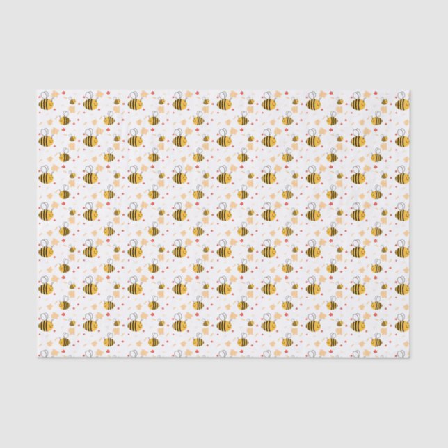 Papel De Seda Cute Bumblebee y Flores (Anverso)