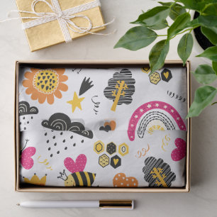 Papel De Seda Cute Bumblebee y vivero de arcoíris