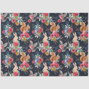 Papel De Seda Cute Bunnies & Squirrels Christmas Tissue Paper