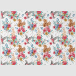 Papel De Seda Cute Bunnies & Squirrels Christmas Tissue Paper