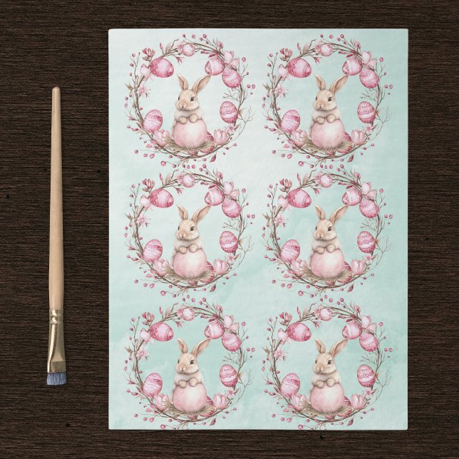Papel De Seda Cute Bunny Rabbit  with Pink Easter Eggs n Wreath (Subido por el creador)
