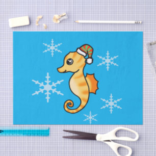 Papel De Seda Cute Caballito de Mar Navidad Copo de Nieve Fiesta