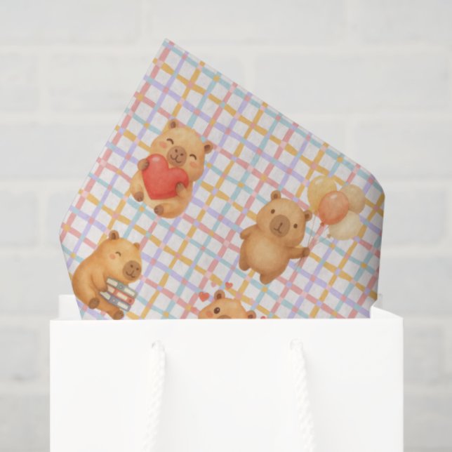 Papel De Seda Cute Capybara Baby Shower (Bolsa de regalo)