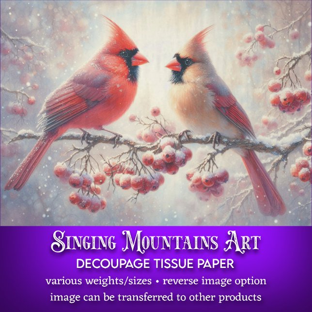 Papel De Seda Cute Cardinal Couple Rustic Forest Decoupage (Subido por el creador)