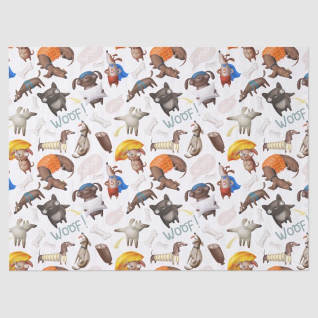 Papel De Seda Cute Cartoon Dogs Decoupage (Anverso)