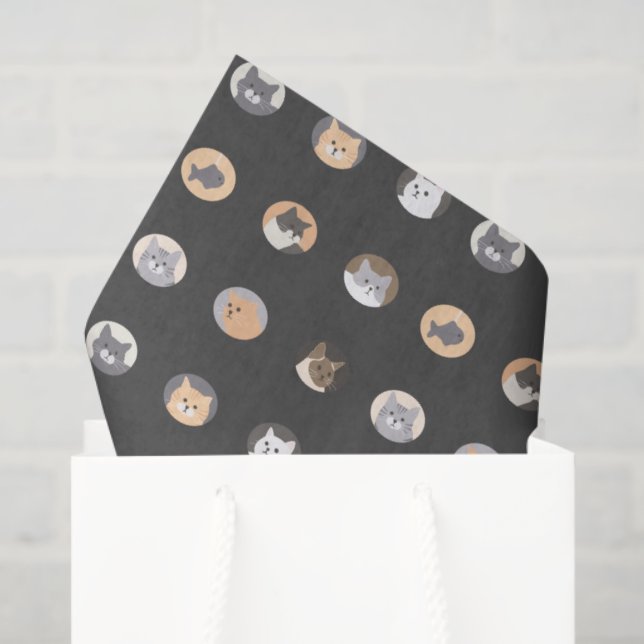 Papel De Seda Cute Cat Face Tissue Paper with Cat Pattern (Bolsa de regalo)