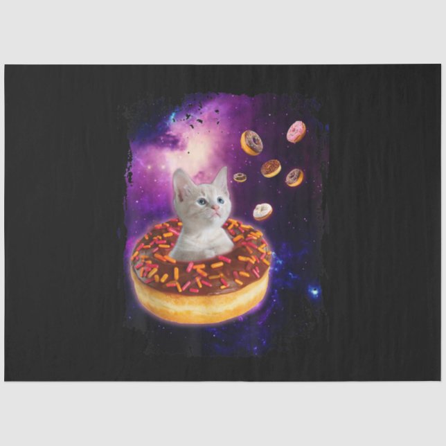 Papel De Seda Cute Cat Inside Donut In Space Kitty Lovers (Anverso)