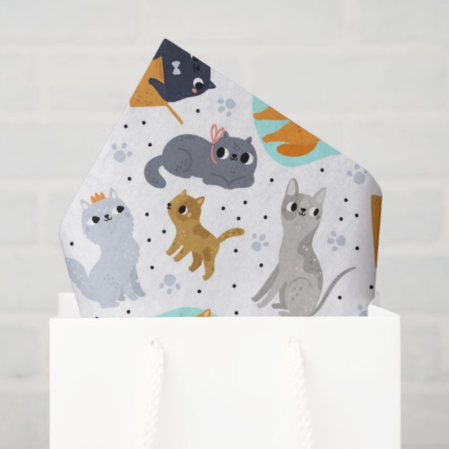 Papel De Seda Cute cats Pattern Birthday for Cats (Bolsa de regalo)