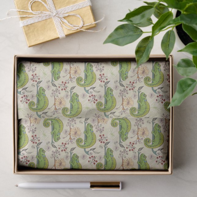 Papel De Seda Cute Chameleon Lizard (Regalo )