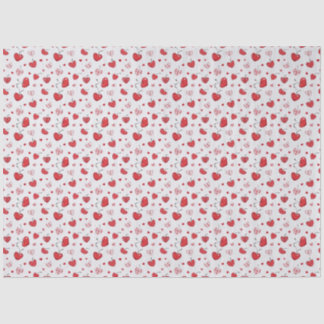 Papel De Seda Cute Cherry Hearts Boho Scandinavian Valentine