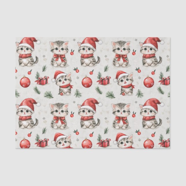 Papel De Seda Cute Christmas Kittens  (Anverso)